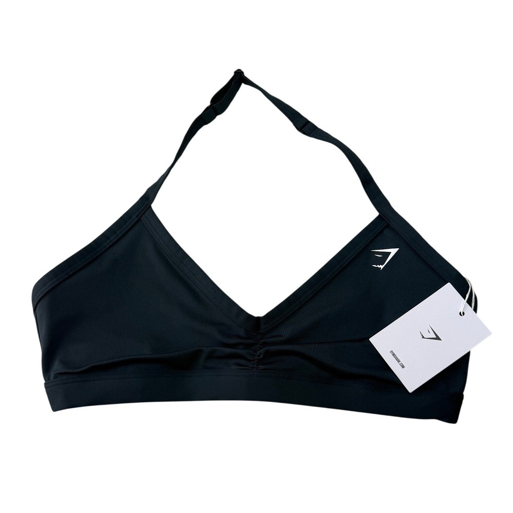 Gymshark Minimal Halterneck Sports Bra Blue Light Support Size L B3B4A NEW